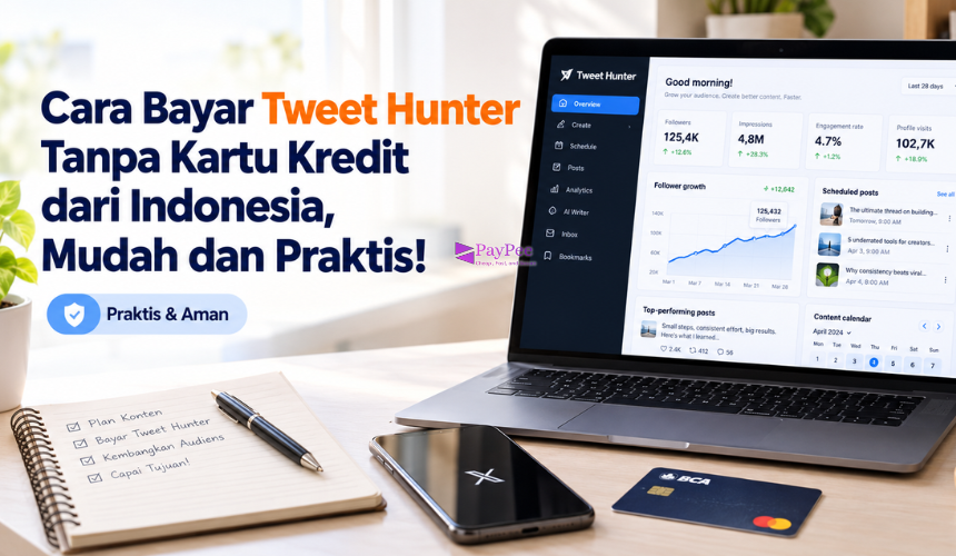 Cara Bayar Tweet Hunter Tanpa Kartu Kredit